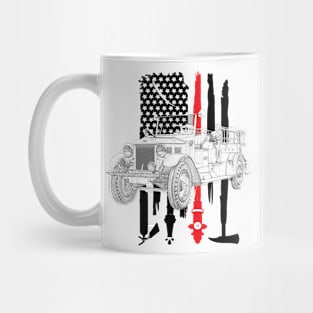 Vintage Fire Truck with Firefighter Flag Mug